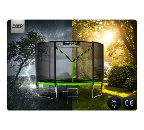 Батут Neo-Sport NS-06Z231 з зовнішньою сіткою 6 футів 183 см, чорно-зелений