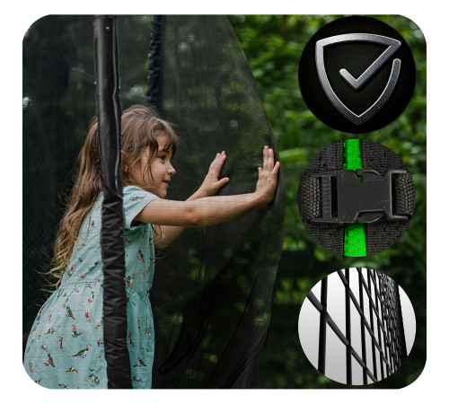 Батут Neo-Sport NS-06Z231 з зовнішньою сіткою 6 футів 183 см, чорно-зелений