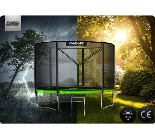 Батут Neo-Sport NS-06Z231 з зовнішньою сіткою 6 футів 183 см, чорно-зелений