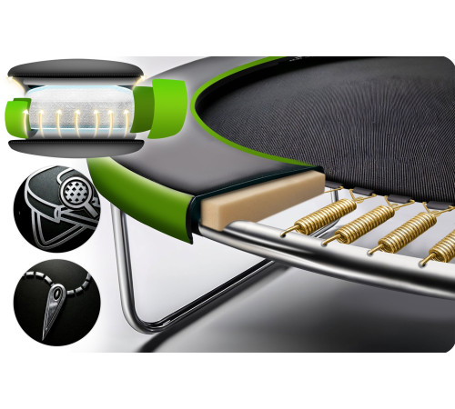 Батут Neo-Sport NS-06Z231 з зовнішньою сіткою 6 футів 183 см, чорно-зелений