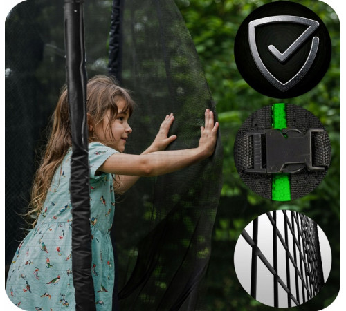 Батут Neo-Sport NS-06Z231 з зовнішньою сіткою 6 футів 183 см, чорно-зелений