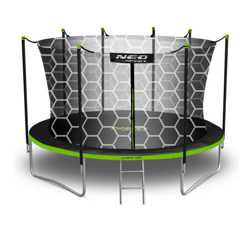 Батут Neo-Sport NS-15Z241 з внутрішньою сіткою 15 футів 465 см, чорно-зелений