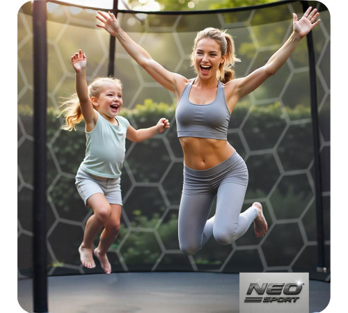 Батут Neo-Sport NS-15Z241 з внутрішньою сіткою 15 футів 465 см, чорно-зелений