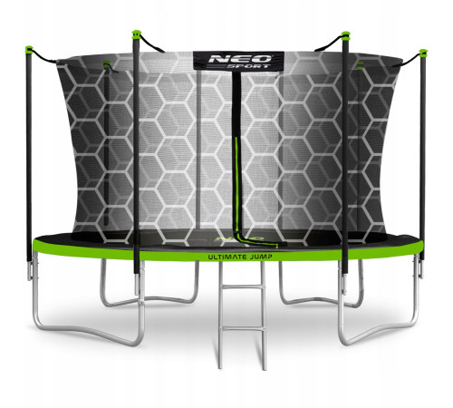 Батут Neo-Sport NS-15Z241 з внутрішньою сіткою 15 футів 465 см, чорно-зелений