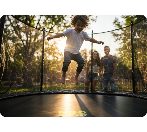 Батут Neo-Sport NS-15Z241 з внутрішньою сіткою 15 футів 465 см, чорно-зелений