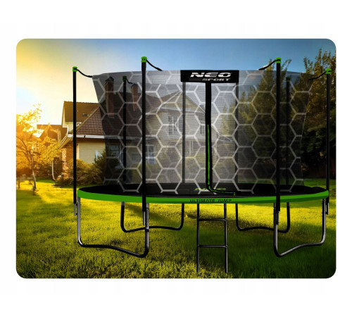 Батут Neo-Sport NS-15Z241 з внутрішньою сіткою 15 футів 465 см, чорно-зелений