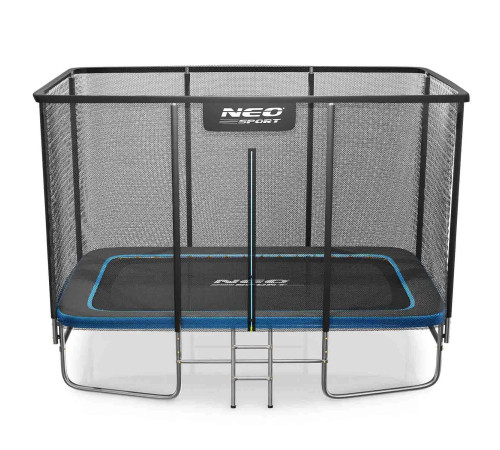 Батут Neo-Sport з зовнішньою сіткою 12 x 8 футів 244 х 366 см, чорно-синій