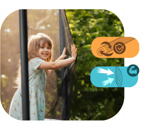 Батут Neo-Sport з зовнішньою сіткою 12 x 8 футів 244 х 366 см, чорно-синій