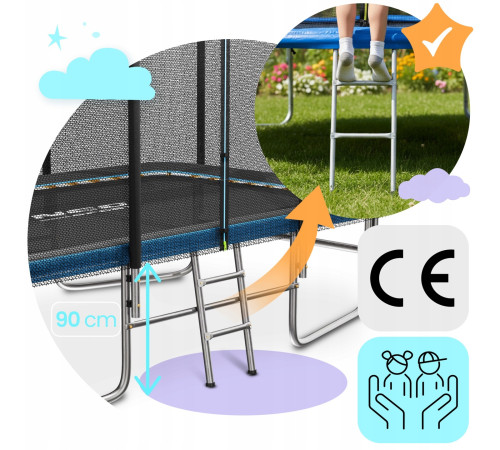 Батут Neo-Sport з зовнішньою сіткою 14 x 10 футів 427 x 305 см, чорно-синій