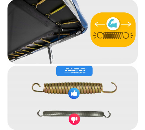 Батут Neo-Sport з зовнішньою сіткою 14 x 10 футів 427 x 305 см, чорно-синій