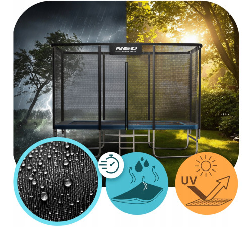 Батут Neo-Sport з зовнішньою сіткою 14 x 10 футів 427 x 305 см, чорно-синій