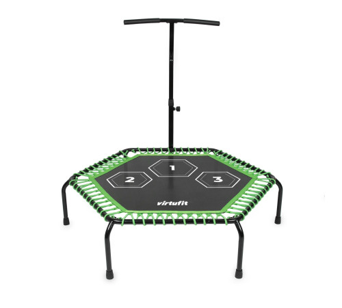 Батут для фітнесу VIRTUFIT PRO з поручнем 127 см, чорно-зелений