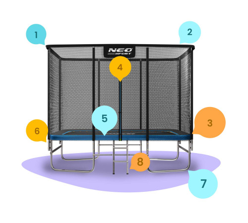 Прямокутний батут Neo-Sport з зовнішньою сіткою 10 x 7 футів 305 x 213 см, чорно-синій
