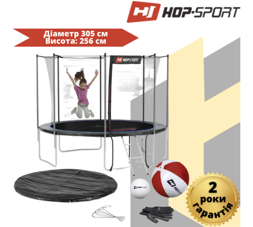 Батут Hop-Sport з зовнішньою сіткою 10 футів 305 см чорно-синій Батут Hop-Sport з зовнішньою сіткою 10 футів 305 см чорно-синій