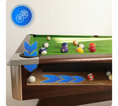 Більярдний стіл THUNDER BOLD-BROWN 8FT, 244 х 132 х 81 см