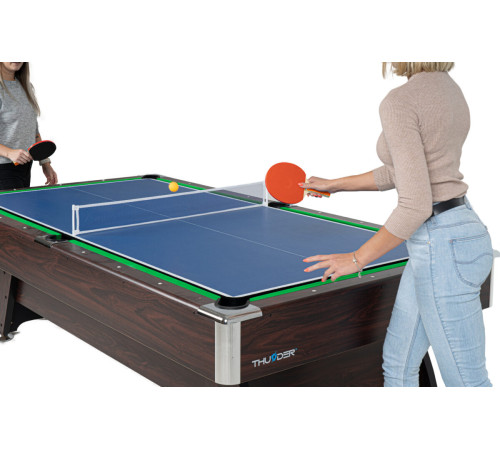Більярдний стіл THUNDER з покриттям для аерохокею/пінг-понгу 8FT BOLD-BROWN Більярдний стіл THUNDER з покриттям для аерохокею/пінг-понгу 8FT BOLD-BROWN