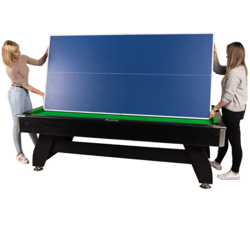 Більярдний стіл THUNDER з накриттям для аерохокею/пінг-понгу 9FT BOLD-BLACK