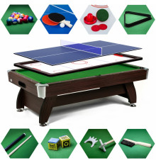 Більярдний стіл Hop-Sport Vip Extra 9 FT з накладками для пінг-понгу та аерохокею, 281 х 155 х 80 см