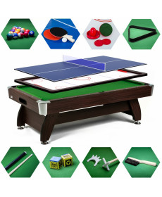Більярдний стіл Hop-Sport Vip Extra 9 FT з накладками для пінг-понгу та аерохокею, 281 х 155 х 80 см