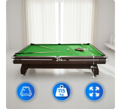 Більярдний стіл THUNDER BOLD-BROWN 7FT, 214 х 122 х 81 см