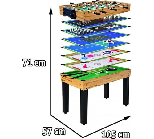 Ігровий стіл 12в1 дитячий і дорослий + МДФ 105х57х71см + Настільний футбол Аерохокей Більярд Настільний теніс Шахи Боулінг