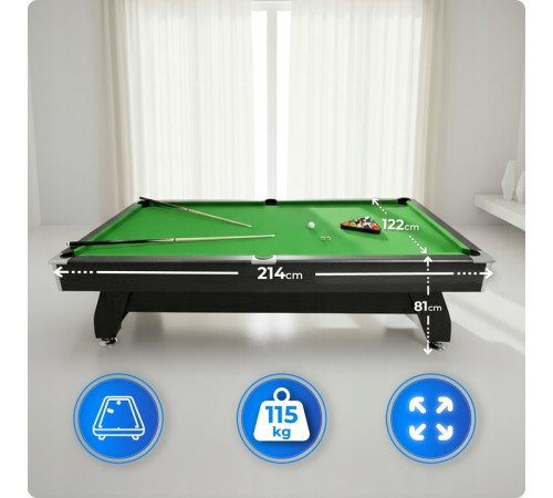 Більярдний стіл THUNDER BOLD-BLACK 7FT, 214 х 122 х 81 см