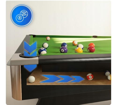 Більярдний стіл THUNDER BOLD-BLACK 9FT, 214 х 122 х 81 см