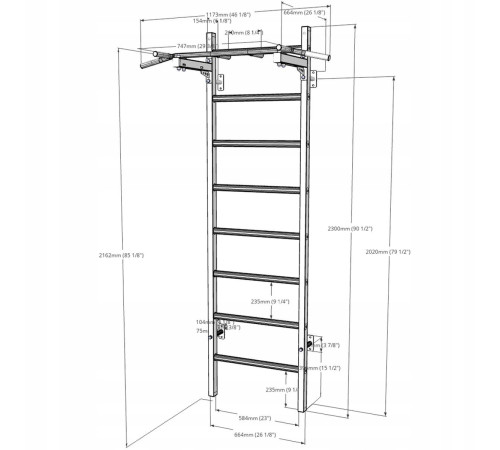 Шведська стінка BenchK 221B, чорна