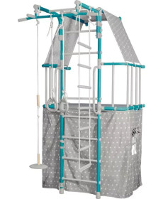 Шведська стінка Małpiszon Indigo Pastel 226 х 115 см з будиночком, бірюзова