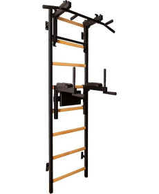 Шведська стінка BenchK 232B 230 х 67 см з турніком та брусами, чорна