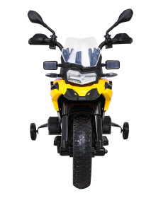 Дитячий акумуляторний мотоцикл BMW F850 GS Жовтий + Опорні колеса + Аудіо LED + Free Start + EVA
