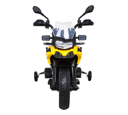 Дитячий акумуляторний мотоцикл BMW F850 GS Жовтий + Опорні колеса + Аудіо LED + Free Start + EVA