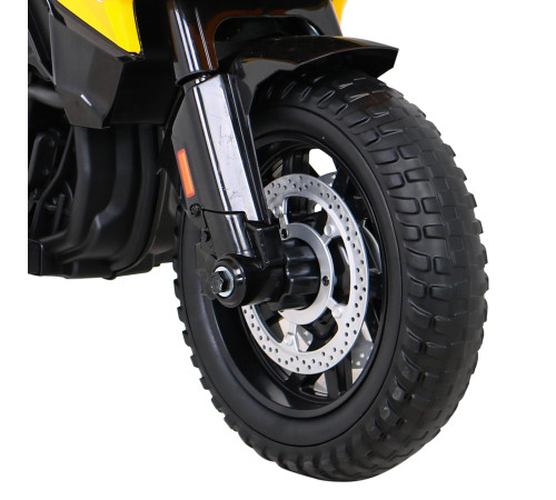 Дитячий акумуляторний мотоцикл BMW F850 GS Жовтий + Опорні колеса + Аудіо LED + Free Start + EVA