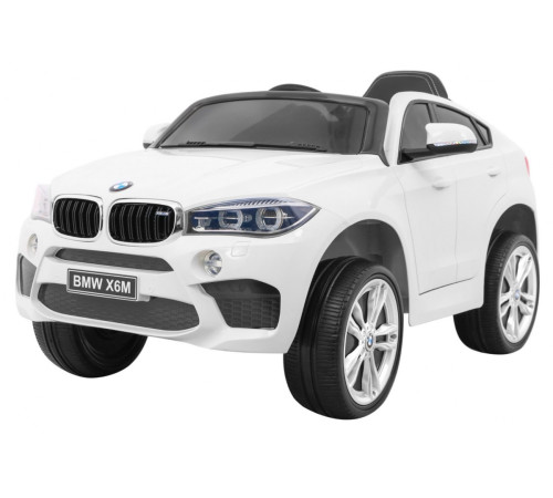 Дитячий електромобіль BMW X6M білий + пульт + EVA + вільний запуск + аудіо панель + LED
