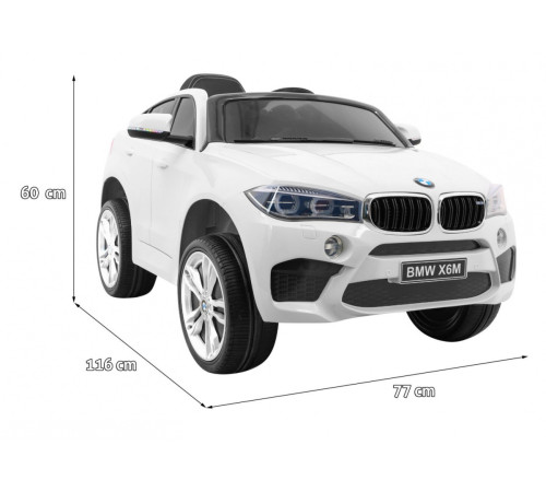 Дитячий електромобіль BMW X6M білий + пульт + EVA + вільний запуск + аудіо панель + LED
