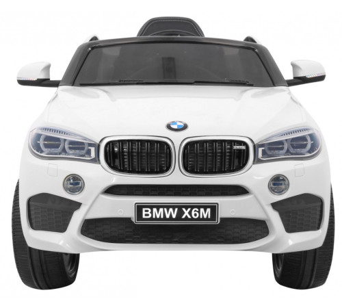 Дитячий електромобіль BMW X6M білий + пульт + EVA + вільний запуск + аудіо панель + LED
