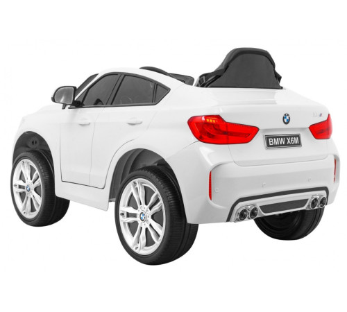 Дитячий електромобіль BMW X6M білий + пульт + EVA + вільний запуск + аудіо панель + LED