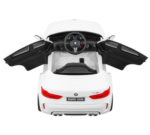 Дитячий електромобіль BMW X6M білий + пульт + EVA + вільний запуск + аудіо панель + LED
