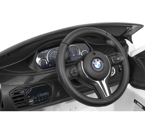 Дитячий електромобіль BMW X6M білий + пульт + EVA + вільний запуск + аудіо панель + LED
