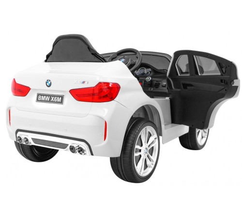 Дитячий електромобіль BMW X6M білий + пульт + EVA + вільний запуск + аудіо панель + LED