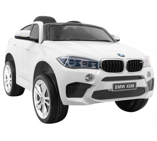 Дитячий електромобіль BMW X6M білий + пульт + EVA + вільний запуск + аудіо панель + LED