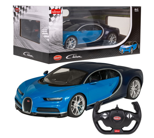 Bugatti Chiron blue RASTAR модель 1:14 Автомобіль на дистанційному керуванні + світлодіодні фари + пульт 2,4 ГГц