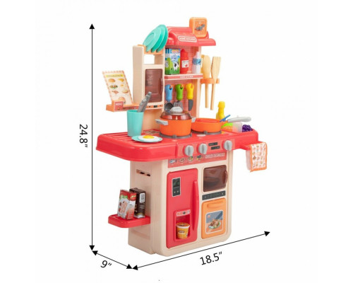 Дитяча ігрова кухня Spoko SP-60 з мийкою, посудом і продуктами, 42 предмета рожева