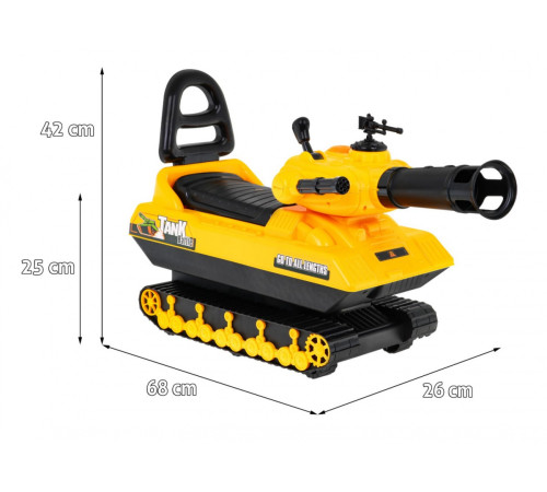 Дитячий танк + Стріляюча гармата + Обертова вежа + Рог + Відділення для зберігання Горщик + 2 м'ячі