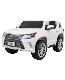 Lexus LX570 2-місний дитячий автомобіль Білий + Пульт + EVA Диски + Радіо MP3 + LED