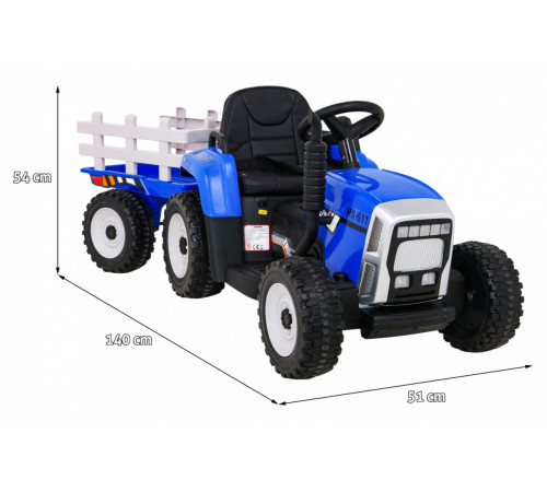 Дитячий акумуляторний трактор з причепом BLOW Синій