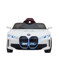 Дитячий автомобіль BMW i4 на акумуляторі Білий + Повільний старт + EVA + Екошкіра + Audio LED + Пульт