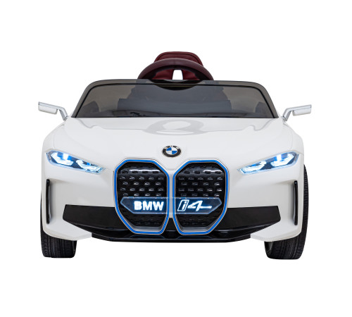 Дитячий автомобіль BMW i4 на акумуляторі Білий + Повільний старт + EVA + Екошкіра + Audio LED + Пульт
