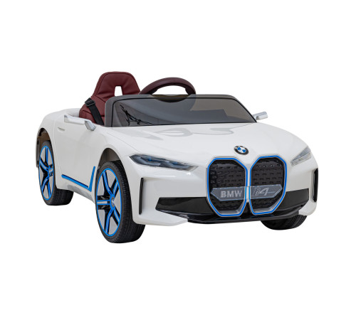 Дитячий автомобіль BMW i4 на акумуляторі Білий + Повільний старт + EVA + Екошкіра + Audio LED + Пульт