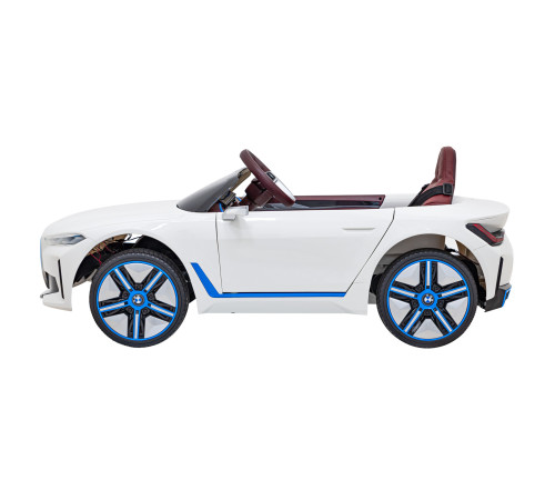 Дитячий автомобіль BMW i4 на акумуляторі Білий + Повільний старт + EVA + Екошкіра + Audio LED + Пульт